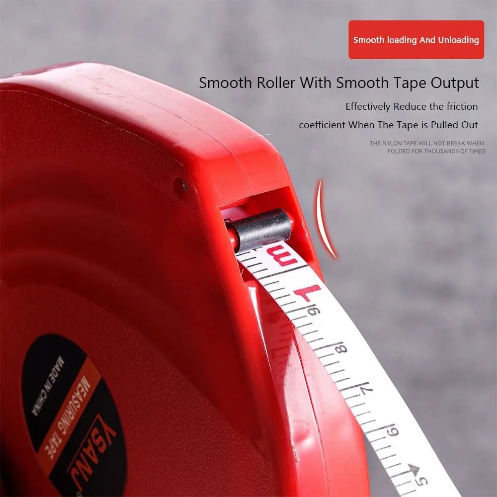 Pita Ukur Merah 30m 50m Skala  - Tape Dispenser Weighted ulasan dan harga